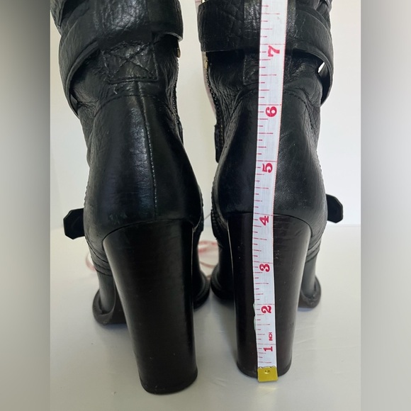 Tory Burch Boots Women’s 8.5 Jaden Strap Double Buckle Stack Heel Black … - Picture 7 of 11